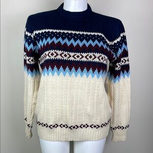 Colin St. Marks Fair Isle Knit Sweater Navy Cream